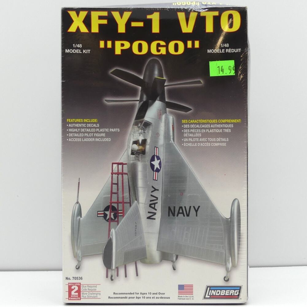 Lindberg XFY-1 VTO Pogo 1/48 US Navy VTOL Aircraft Plastic Model Kit Open Box